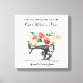 Toile Machine à coudre vintage Citation blanche noire (Recto)