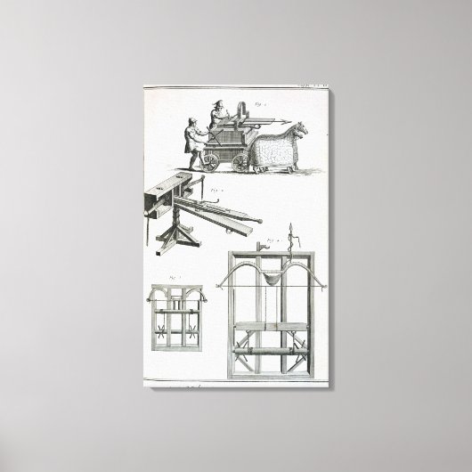 Toile Machinerie balistique romaine, de l'Encyclopédie (Recto)