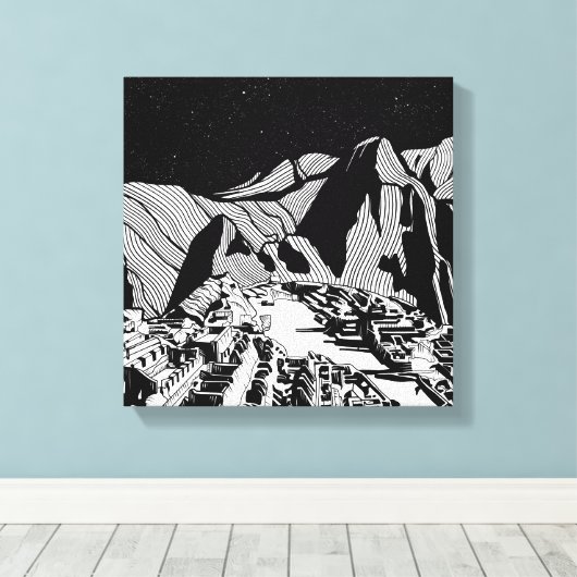 Toile Machu Picchu paysage noir et blanc (Insitu (Plancher de Bois))