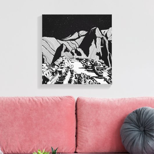 Toile Machu Picchu paysage noir et blanc (Insitu(Salon))