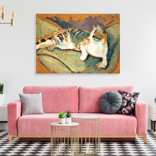 Toile Macke - Chat sur le Coussin vert (Insitu(Salon))