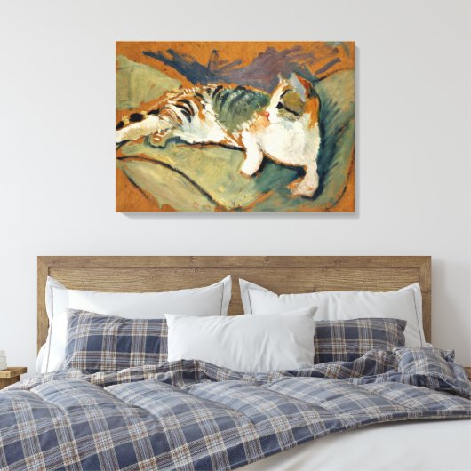 Toile Macke - Chat sur le Coussin vert (Insitu(Chambre))