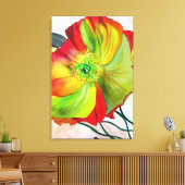 Toile Macro orange pavot aquarelle art (Insitu(Salon))