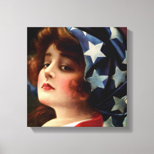 Toile Madame 4 juillet art patriotique vintage de