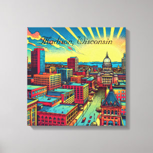 Toile Madison, Wisconsin City Skyline au Sunset