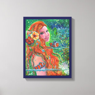 Toile Maev Mermaid poisson clown art par Renee Lavoie  