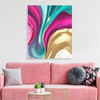 Magenta, et or Abstrait aquarelle Art