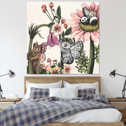 Toile Magic Bear Fairies Botanical Wall Art Imprimer (Insitu(Chambre))