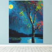 Toile Magical Moon River Tree en style peinture à l'huil (Insitu (Plancher de Bois))