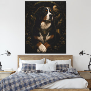 Toile Magnifique art de chien de montagne bernois noir o