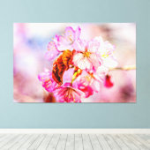 Toile Magnifique Bouquet de Fleurs Roses de Sakura au Pr (Insitu (Plancher de Bois))