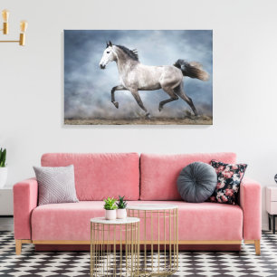 Toile Magnifique Cheval gris Vue spectaculaire Paysage s