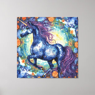Toile Magnifique licorne bleue