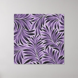 Toile Magnifique motif de feuilles en lilas et gris