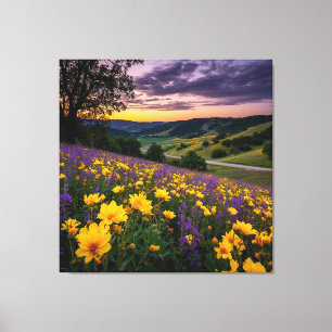 Toile Magnifique prairie avec des fleurs vibrantes au le