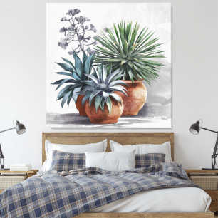 Toile Magnifiques plantes d'Agave dans un pot en terre c