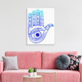 Toile Main de Hamsa bleu / Défense des yeux mal / Main d (Insitu(Salon))