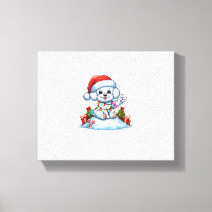 Toile Main de la paix Bichon Frise Lumières de Noël Chie
