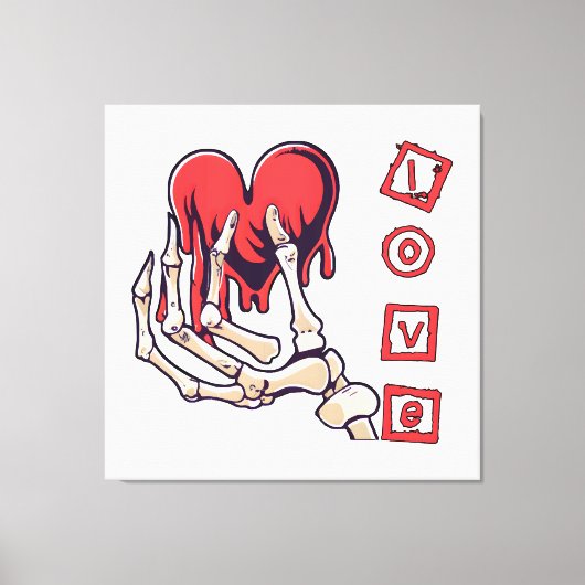 Toile Main de squelette symbolique de l'amour offrant un (Recto)
