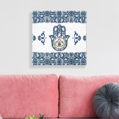 Toile Main Hamsa - Main Fatima en bois bleu (Insitu(Salon))