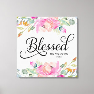 Toile Main Tirée Bénéficiée Soft Rose Floral