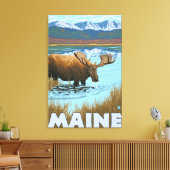 Toile MaineMoose Boire dans le lac (Insitu(Salon))