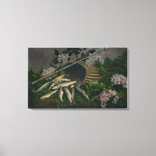 Toile MaineVue d'une jolie prise de truite du lac Maine (Recto)