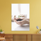 Toile Mains tenant une pousse Espoir de croissance (Insitu(Salon))