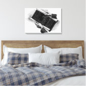 Toile Mains w Architectural Blueprints, Vintage Business (Insitu(Chambre))