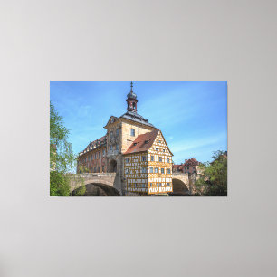 Toile Maison à colombages et pont à Bamberg, Allemagne