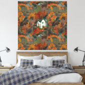 Toile Maison Blanche et arbres d'automne (Insitu(Chambre))