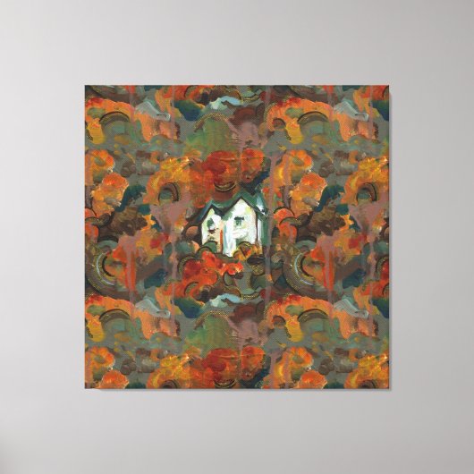 Toile Maison Blanche et arbres d'automne (Recto)