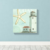 Toile Maison Blanche sur la plage (Insitu (Plancher de Bois))