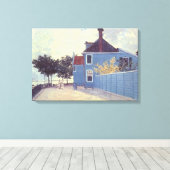 Toile Maison bleue à Zaandam de Claude Monet (Insitu (Plancher de Bois))