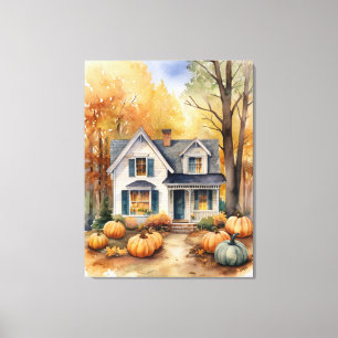 Toile Maison d'automne Folk Art