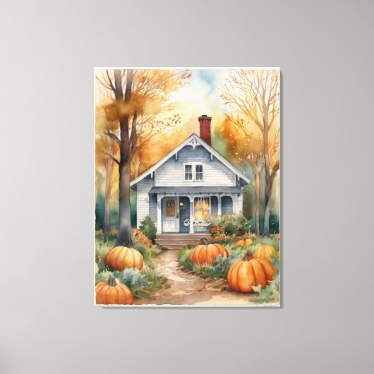 Toile Maison d'automne Folk Art (Recto)