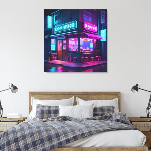 Toile Maison de café néon coréenne LoFi Art (Insitu(Chambre))