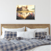 Toile Maison de lac à la campagne - Peinture à l'huile (Insitu(Chambre))