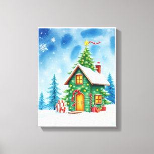 Toile Maison de l'Arbre de Noël
