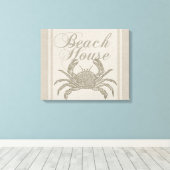 Toile Maison de plage crabe rivage côtier vintage (Insitu (Plancher de Bois))
