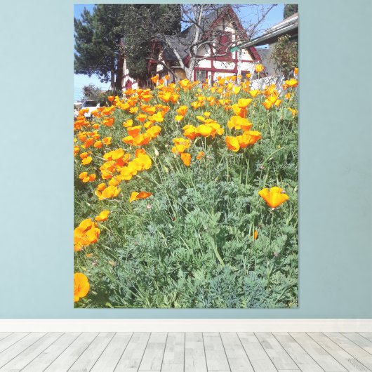 Toile Maison de rêve dans un champ de pavots (Insitu (Plancher de Bois))