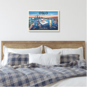 Toile Maison d'opéra d'Oslo Affiche de voyage vintage - (Insitu(Chambre))