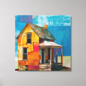 Toile Maison en collage de pièces et de textures (Recto)