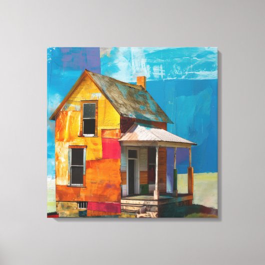 Toile Maison en collage de pièces et de textures (Recto)