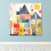 Toile Maison en collage de pièces et de textures (Insitu (Plancher de Bois))