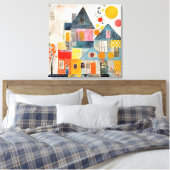 Toile Maison en collage de pièces et de textures (Insitu(Chambre))