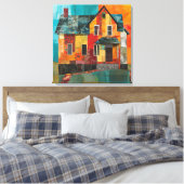 Toile Maison en collage de pièces et de textures (Insitu(Chambre))