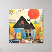 Toile Maison en collage de pièces et de textures (Recto)