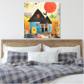 Toile Maison en collage de pièces et de textures (Insitu(Chambre))