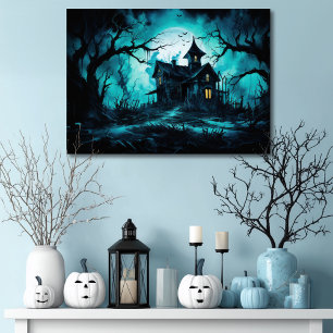 Toile Maison Haunted Halloween à Blue Dusk